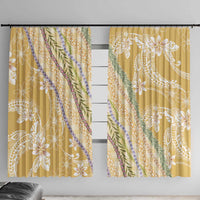 Yellow Palaka Hawaii Leis Window Curtain Hawaiian-plaid Elegant Tropical Vibes - Polynesian Pride