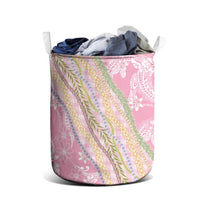 Pink Palaka Hawaii Leis Laundry Basket Hawaiian-plaid Elegant Tropical Vibes - Polynesian Pride