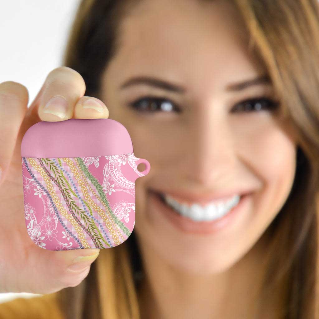Pink Palaka Hawaii Leis AirPods Case Hawaiian-plaid Elegant Tropical Vibes LT14 - Polynesian Pride