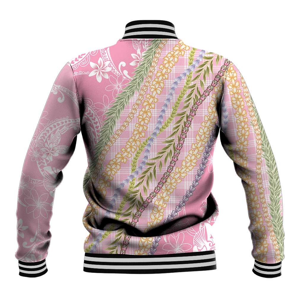 Pink Palaka Hawaii Leis Baseball Jacket Hawaiian-plaid Elegant Tropical Vibes LT14 - Polynesian Pride