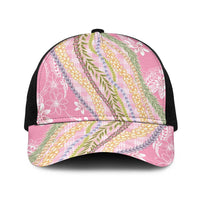 Pink Palaka Hawaii Leis Baseball Net Cap Hawaiian-plaid Elegant Tropical Vibes LT14 One Size Black Pink - Polynesian Pride