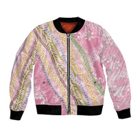 Pink Palaka Hawaii Leis Bomber Jacket Hawaiian-plaid Elegant Tropical Vibes LT14 Unisex Pink - Polynesian Pride