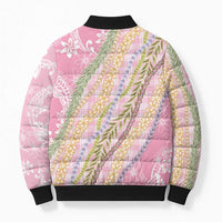 Pink Palaka Hawaii Leis Bomber Puffer Jacket Hawaiian-plaid Elegant Tropical Vibes LT14 - Polynesian Pride