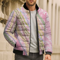 Pink Palaka Hawaii Leis Bomber Puffer Jacket Hawaiian-plaid Elegant Tropical Vibes LT14 - Polynesian Pride