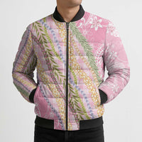 Pink Palaka Hawaii Leis Bomber Puffer Jacket Hawaiian-plaid Elegant Tropical Vibes LT14 - Polynesian Pride