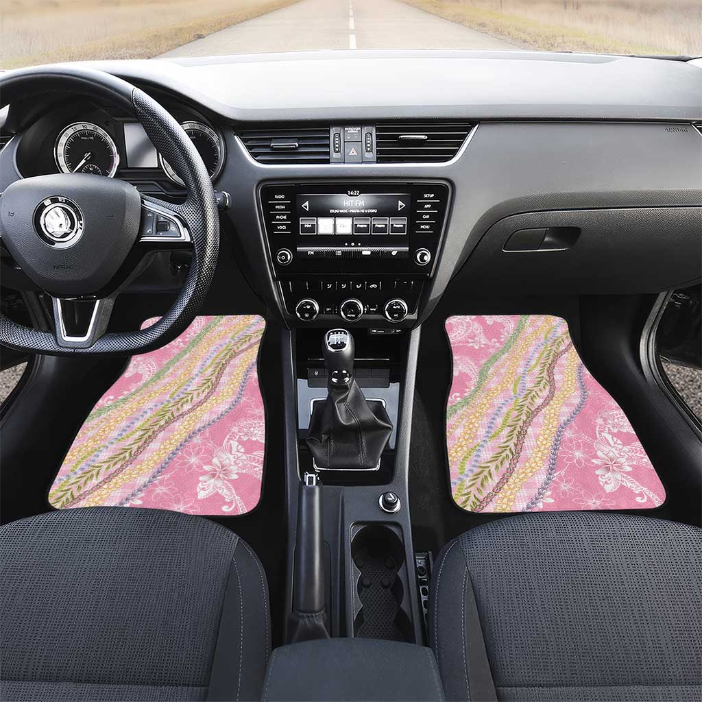 Pink Palaka Hawaii Leis Car Mats Hawaiian-plaid Elegant Tropical Vibes - Polynesian Pride