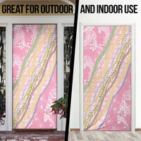 Pink Palaka Hawaii Leis Door Cover Hawaiian-plaid Elegant Tropical Vibes - Polynesian Pride