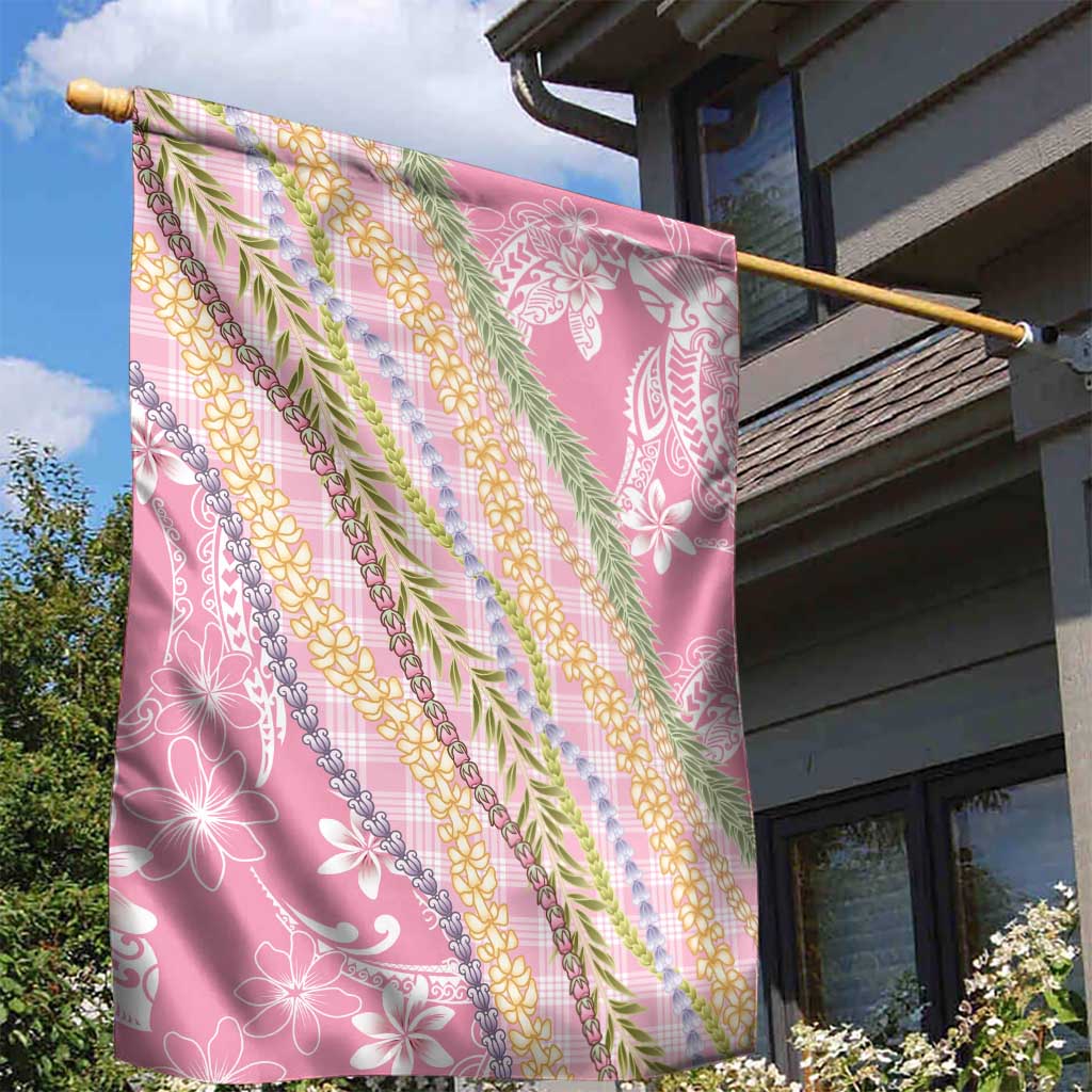 Pink Palaka Hawaii Leis Garden Flag Hawaiian-plaid Elegant Tropical Vibes - Polynesian Pride