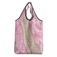 Pink Palaka Hawaii Leis Grocery Bag Hawaiian-plaid Elegant Tropical Vibes LT14 - Polynesian Pride
