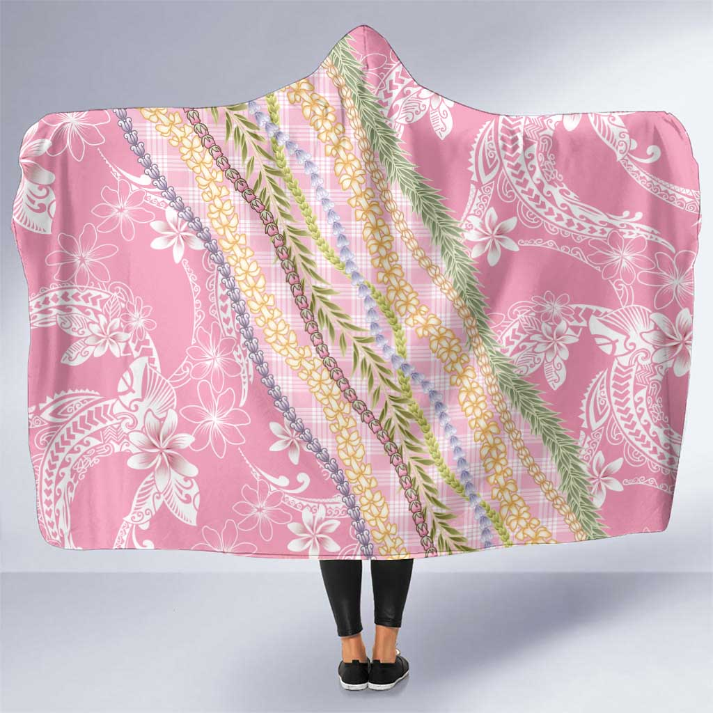 Pink Palaka Hawaii Leis Hooded Blanket Hawaiian-plaid Elegant Tropical Vibes LT14 One Size Pink - Polynesian Pride