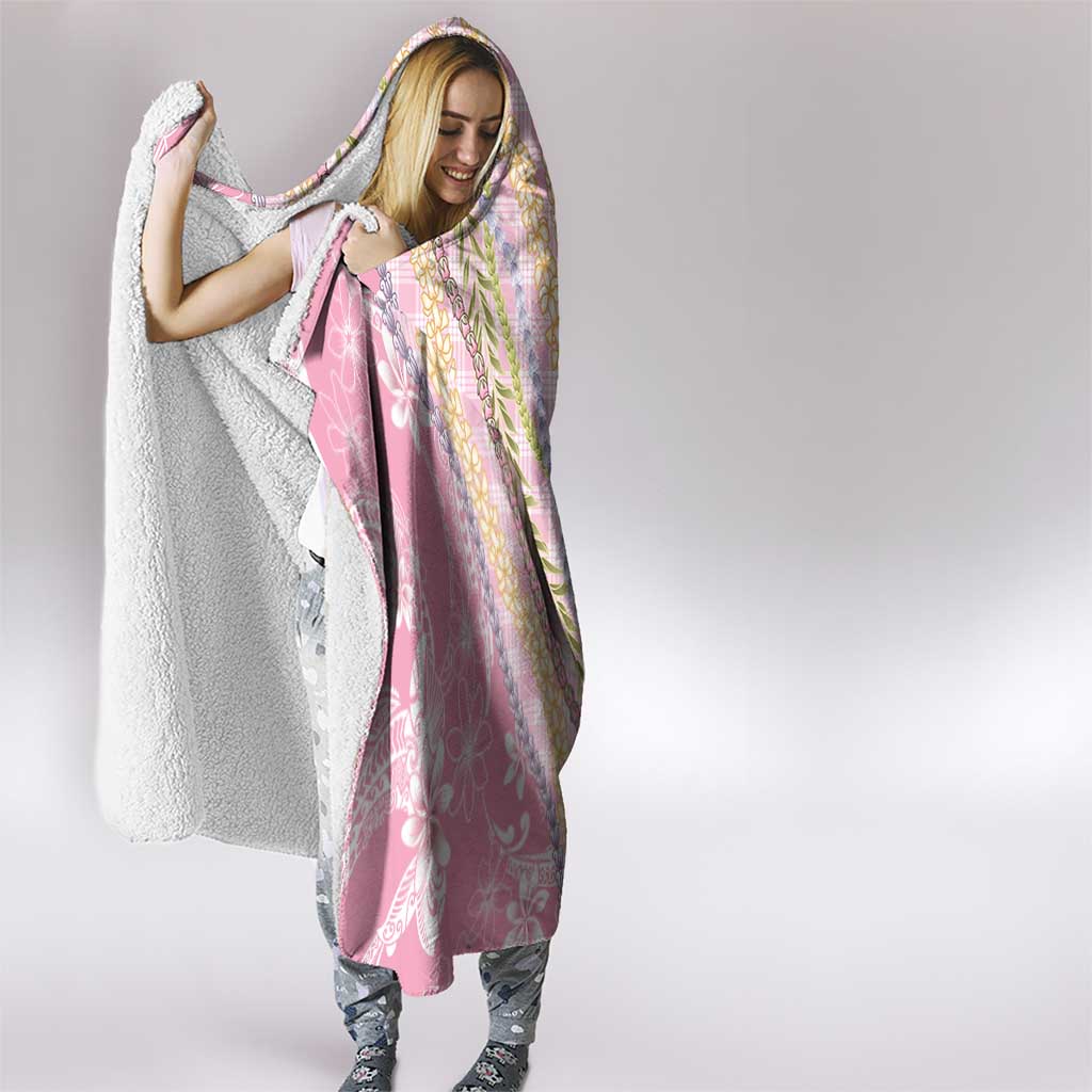 Pink Palaka Hawaii Leis Hooded Blanket Hawaiian-plaid Elegant Tropical Vibes LT14 - Polynesian Pride