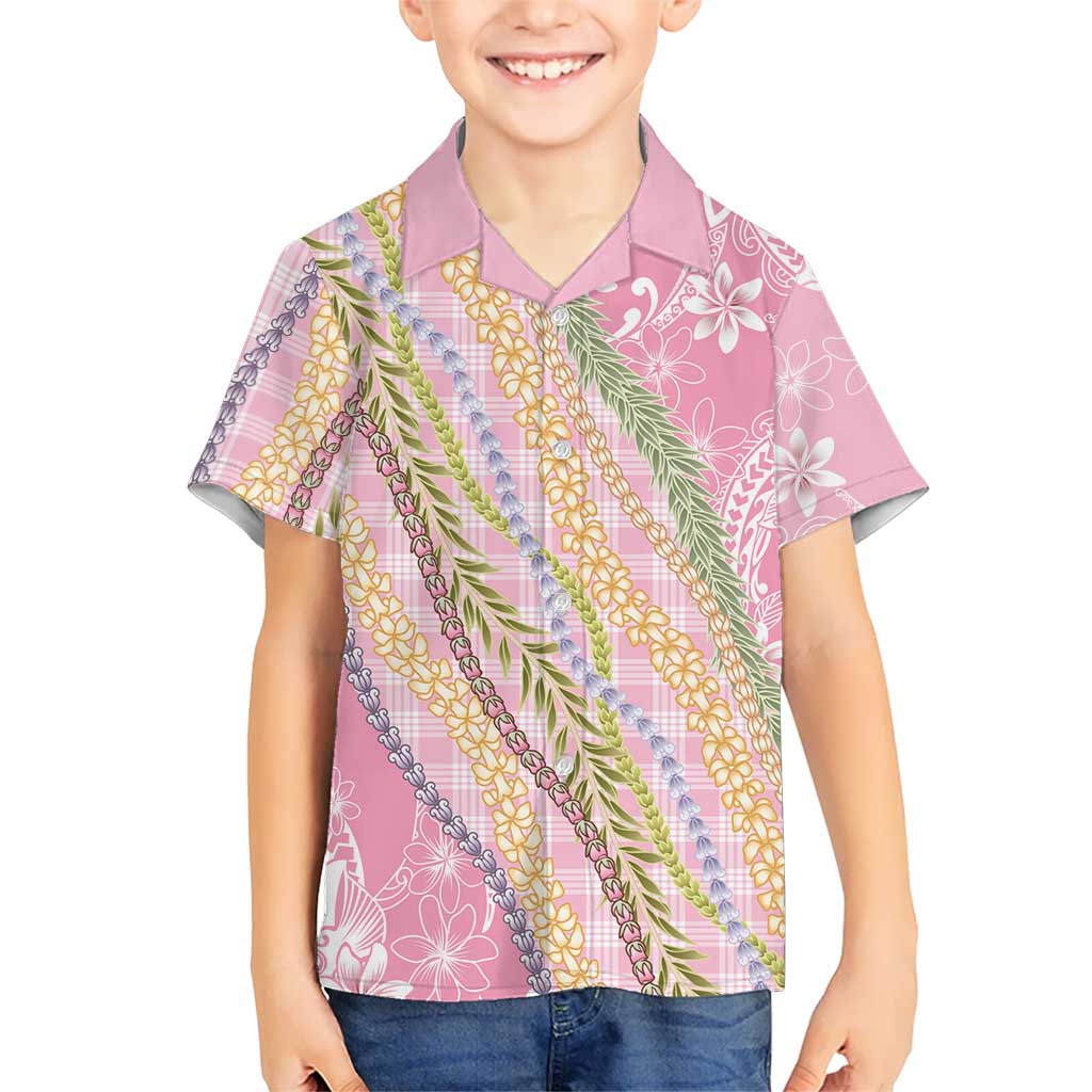 Pink Palaka Hawaii Leis Kid Hawaiian Shirt Hawaiian-plaid Elegant Tropical Vibes LT14 Kid Pink - Polynesian Pride