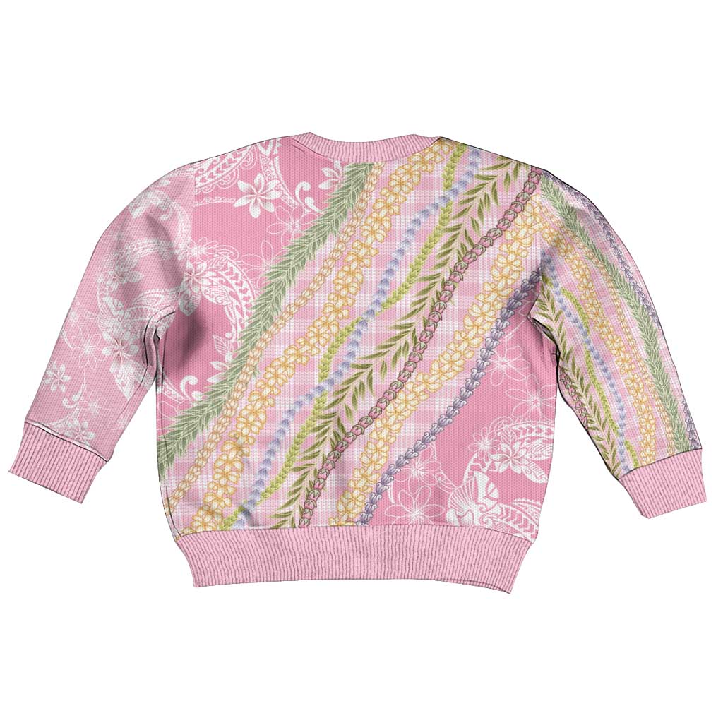 Pink Palaka Hawaii Leis Kid Ugly Christmas Sweater Hawaiian-plaid Elegant Tropical Vibes LT14 - Polynesian Pride
