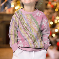 Pink Palaka Hawaii Leis Kid Ugly Christmas Sweater Hawaiian-plaid Elegant Tropical Vibes LT14 - Polynesian Pride