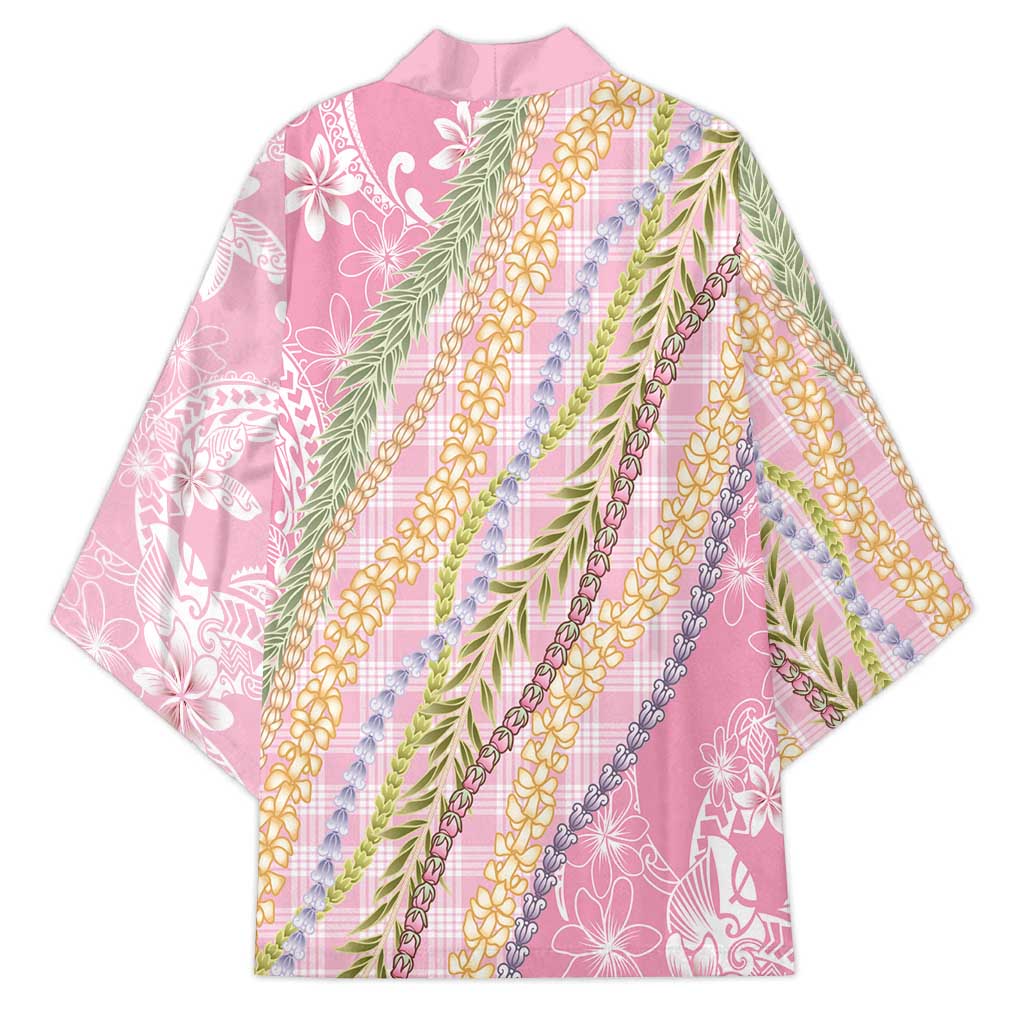 Pink Palaka Hawaii Leis Kimono Hawaiian-plaid Elegant Tropical Vibes - Polynesian Pride