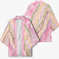 Pink Palaka Hawaii Leis Kimono Hawaiian-plaid Elegant Tropical Vibes - Polynesian Pride