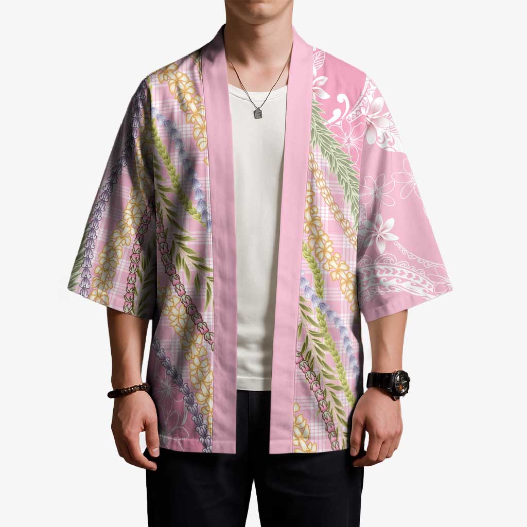 Pink Palaka Hawaii Leis Kimono Hawaiian-plaid Elegant Tropical Vibes - Polynesian Pride