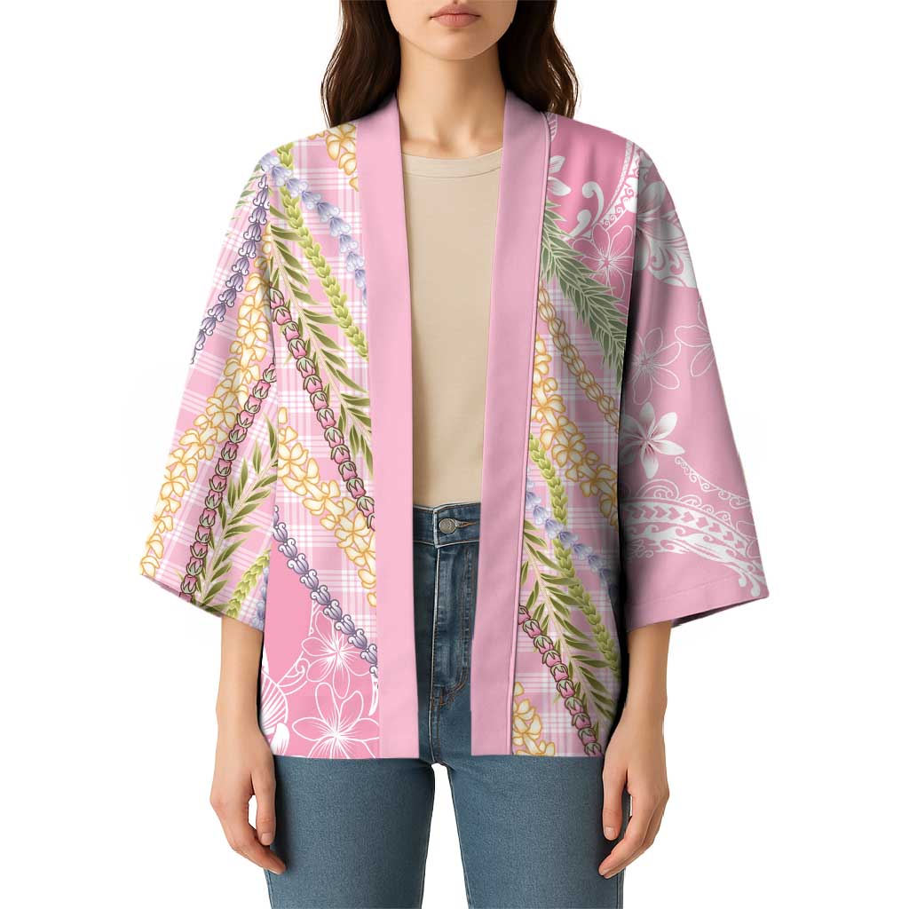 Pink Palaka Hawaii Leis Kimono Hawaiian-plaid Elegant Tropical Vibes - Polynesian Pride