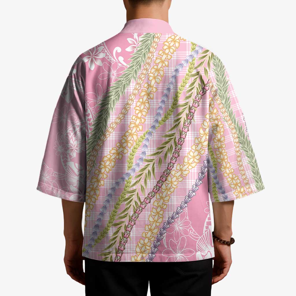 Pink Palaka Hawaii Leis Kimono Hawaiian-plaid Elegant Tropical Vibes - Polynesian Pride
