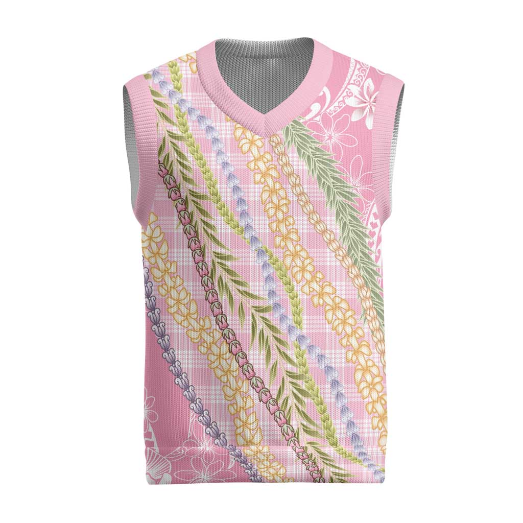 Pink Palaka Hawaii Leis Christmas Knitted V-Neck Vest Hawaiian-plaid Elegant Tropical Vibes LT14 Pink - Polynesian Pride