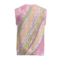 Pink Palaka Hawaii Leis Christmas Knitted V-Neck Vest Hawaiian-plaid Elegant Tropical Vibes LT14 - Polynesian Pride