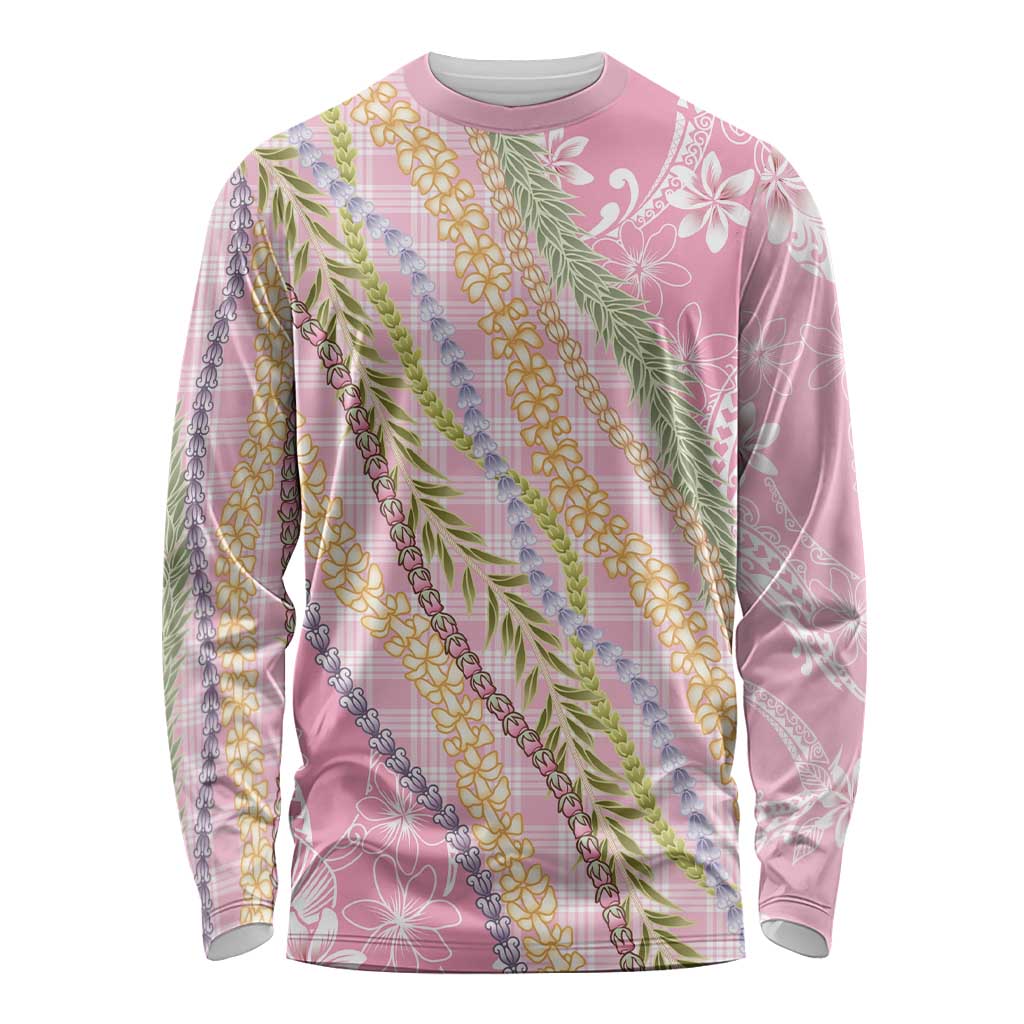 Pink Palaka Hawaii Leis Long Sleeve Shirt Hawaiian-plaid Elegant Tropical Vibes LT14 Unisex Pink - Polynesian Pride