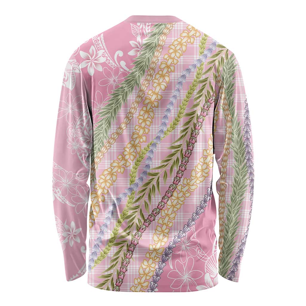 Pink Palaka Hawaii Leis Long Sleeve Shirt Hawaiian-plaid Elegant Tropical Vibes LT14 - Polynesian Pride