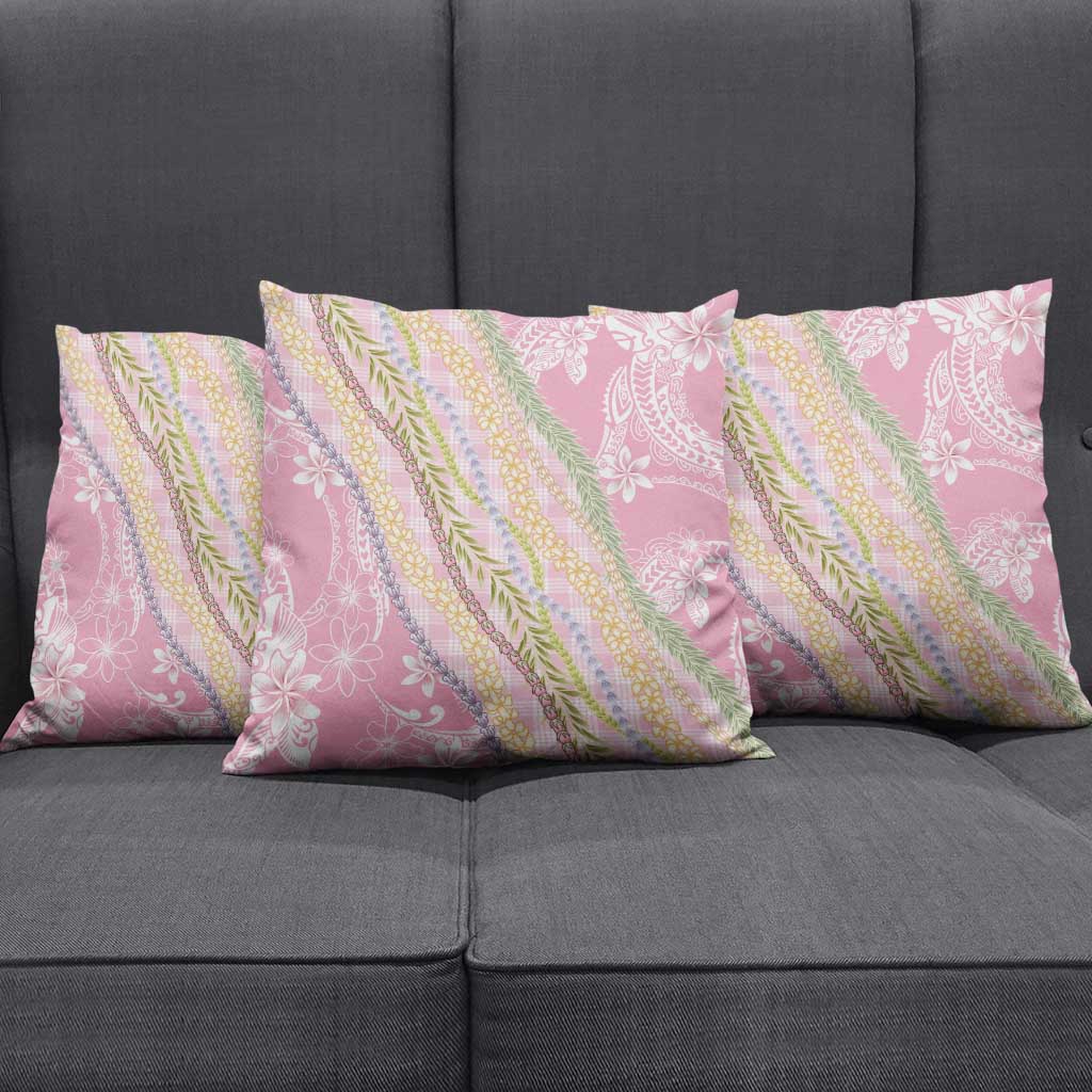 Pink Palaka Hawaii Leis Pillow Cover Hawaiian-plaid Elegant Tropical Vibes - Polynesian Pride