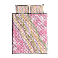 Pink Palaka Hawaii Leis Quilt Bed Set Hawaiian-plaid Elegant Tropical Vibes - Polynesian Pride