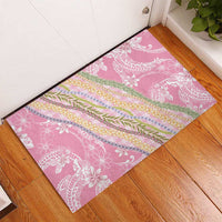 Pink Palaka Hawaii Leis Rubber Doormat Hawaiian-plaid Elegant Tropical Vibes LT14 - Polynesian Pride
