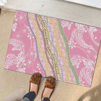 Pink Palaka Hawaii Leis Rubber Doormat Hawaiian-plaid Elegant Tropical Vibes LT14 - Polynesian Pride