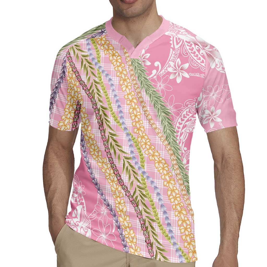 Pink Palaka Hawaii Leis Rugby Jersey Hawaiian-plaid Elegant Tropical Vibes LT14 - Polynesian Pride