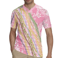 Pink Palaka Hawaii Leis Rugby Jersey Hawaiian-plaid Elegant Tropical Vibes LT14 - Polynesian Pride