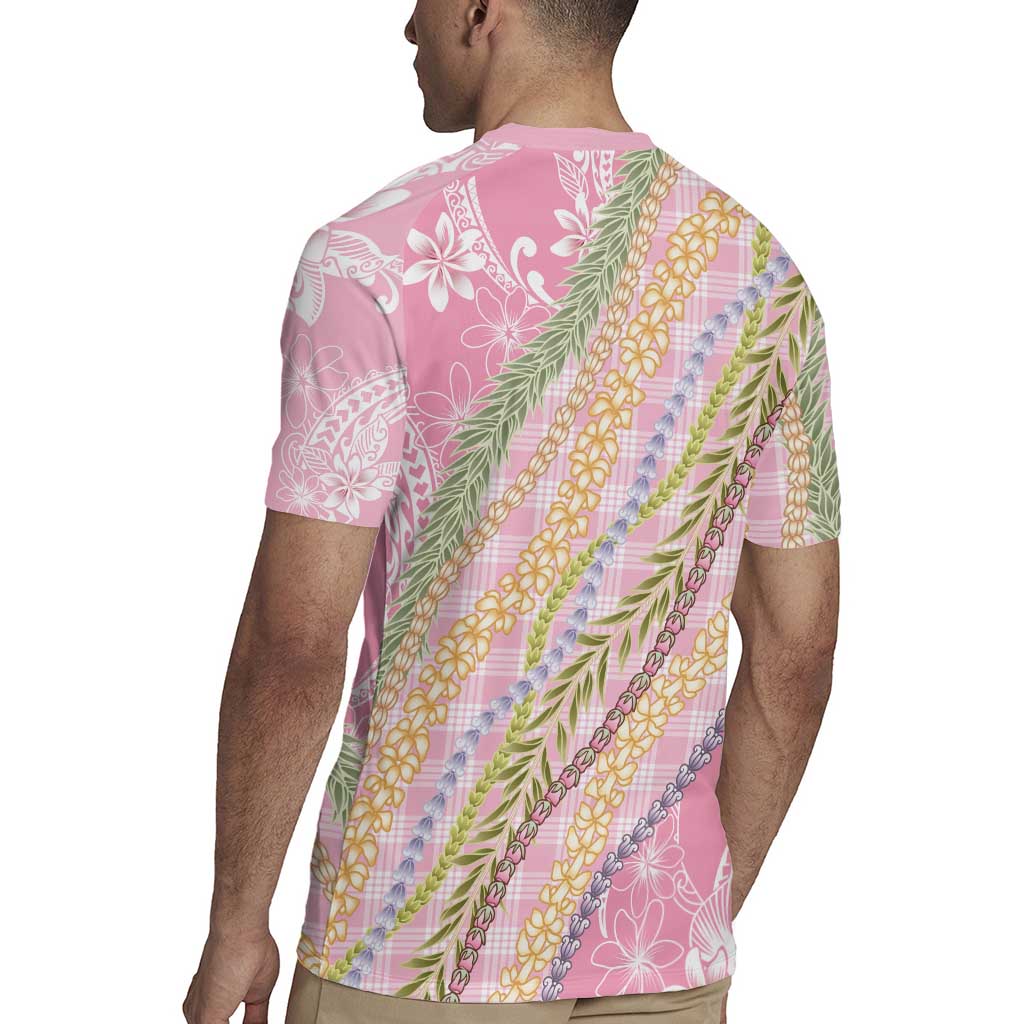 Pink Palaka Hawaii Leis Rugby Jersey Hawaiian-plaid Elegant Tropical Vibes LT14 - Polynesian Pride