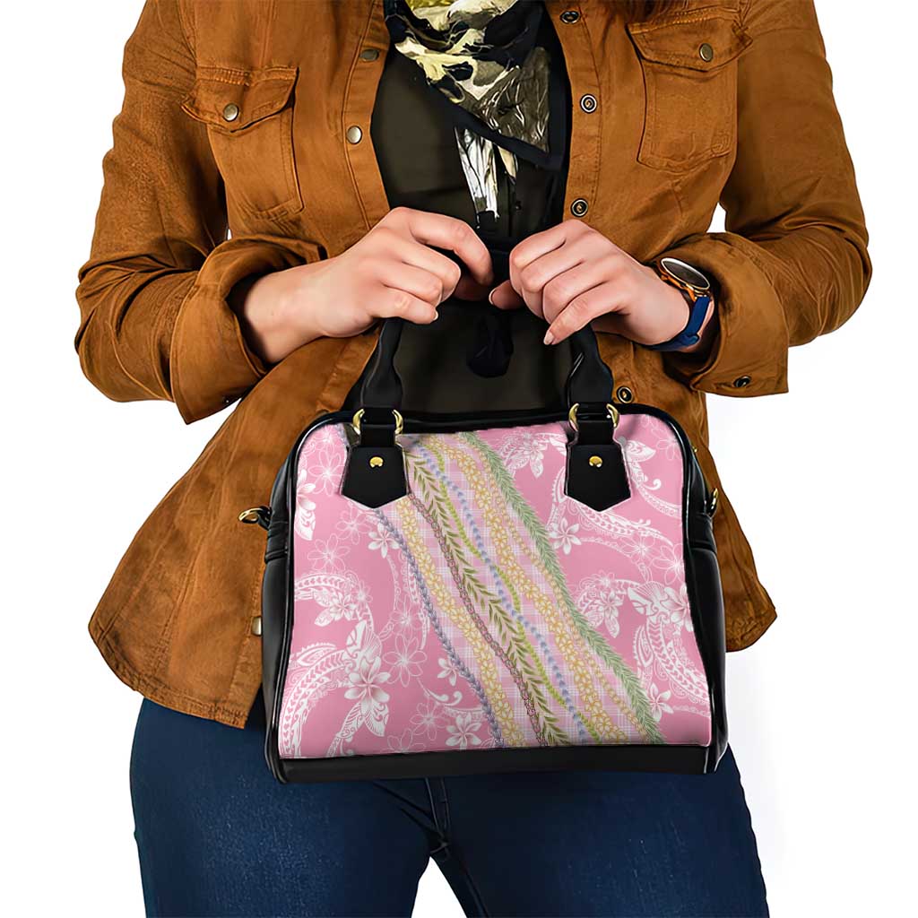 Pink Palaka Hawaii Leis Shoulder Handbag Hawaiian-plaid Elegant Tropical Vibes LT14 - Polynesian Pride