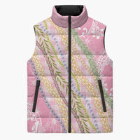 Pink Palaka Hawaii Leis Sleeveless Puffer Jacket Hawaiian-plaid Elegant Tropical Vibes LT14 Unisex Pink - Polynesian Pride