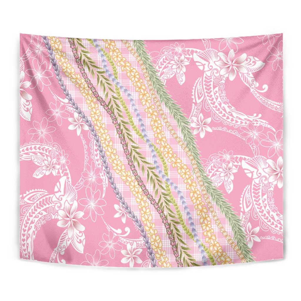 Pink Palaka Hawaii Leis Tapestry Hawaiian-plaid Elegant Tropical Vibes - Polynesian Pride
