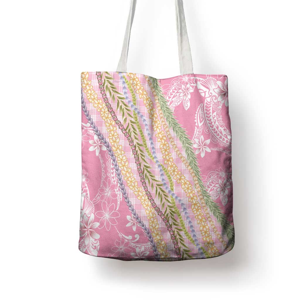 Pink Palaka Hawaii Leis Tote Bag Hawaiian-plaid Elegant Tropical Vibes - Polynesian Pride