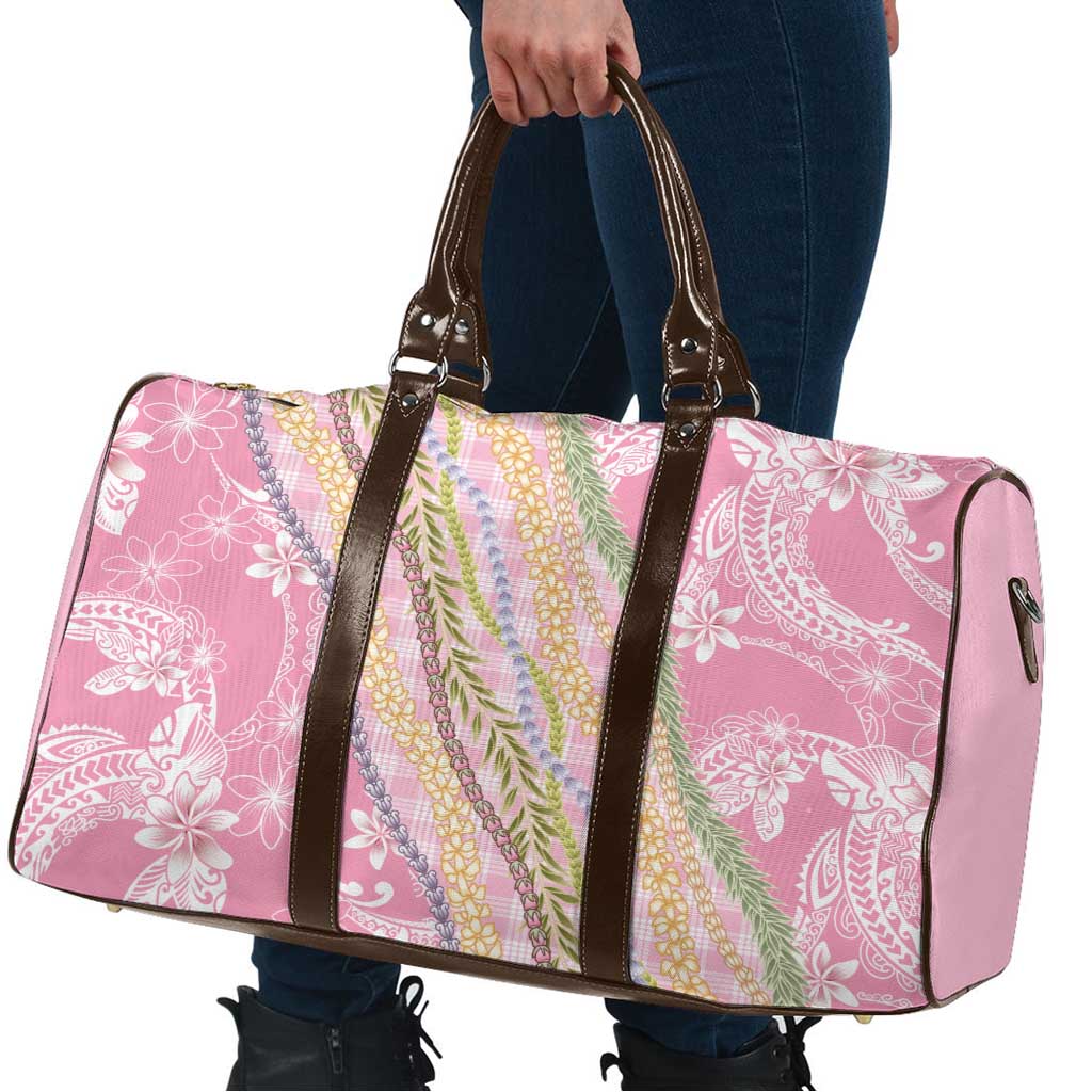 Pink Palaka Hawaii Leis Travel Bag Hawaiian-plaid Elegant Tropical Vibes LT14 - Polynesian Pride