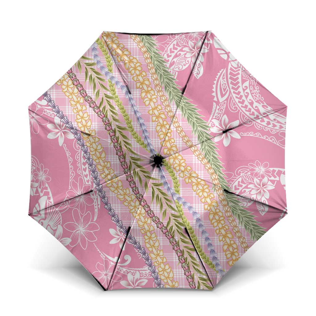 Pink Palaka Hawaii Leis Umbrella Hawaiian-plaid Elegant Tropical Vibes LT14 One Size Folded 11.42 inch Opened Diameter 37.4 inch Pink - Polynesian Pride