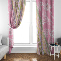 Pink Palaka Hawaii Leis Window Curtain Hawaiian-plaid Elegant Tropical Vibes - Polynesian Pride