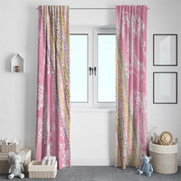Pink Palaka Hawaii Leis Window Curtain Hawaiian-plaid Elegant Tropical Vibes - Polynesian Pride