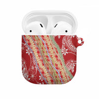 Red Palaka Hawaii Leis AirPods Case Hawaiian-plaid Elegant Tropical Vibes LT14 Red - Polynesian Pride