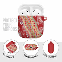 Red Palaka Hawaii Leis AirPods Case Hawaiian-plaid Elegant Tropical Vibes LT14 - Polynesian Pride