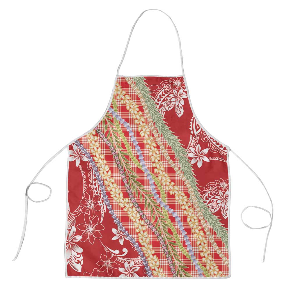 Red Palaka Hawaii Leis Apron Hawaiian-plaid Elegant Tropical Vibes - Polynesian Pride