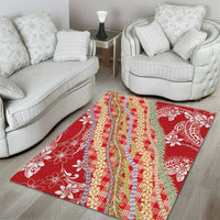 Red Palaka Hawaii Leis Area Rug Hawaiian-plaid Elegant Tropical Vibes - Polynesian Pride