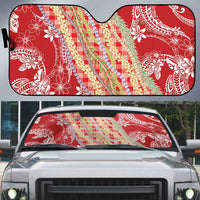 Red Palaka Hawaii Leis Auto Sun Shade Hawaiian-plaid Elegant Tropical Vibes - Polynesian Pride