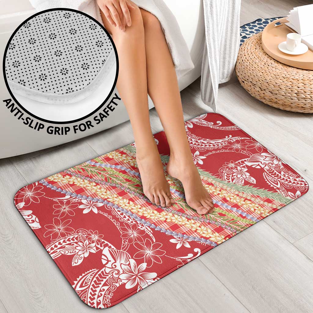 Red Palaka Hawaii Leis Bathroom Set Hawaiian-plaid Elegant Tropical Vibes - Polynesian Pride