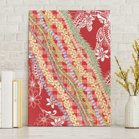 Red Palaka Hawaii Leis Canvas Wall Art Hawaiian-plaid Elegant Tropical Vibes - Polynesian Pride