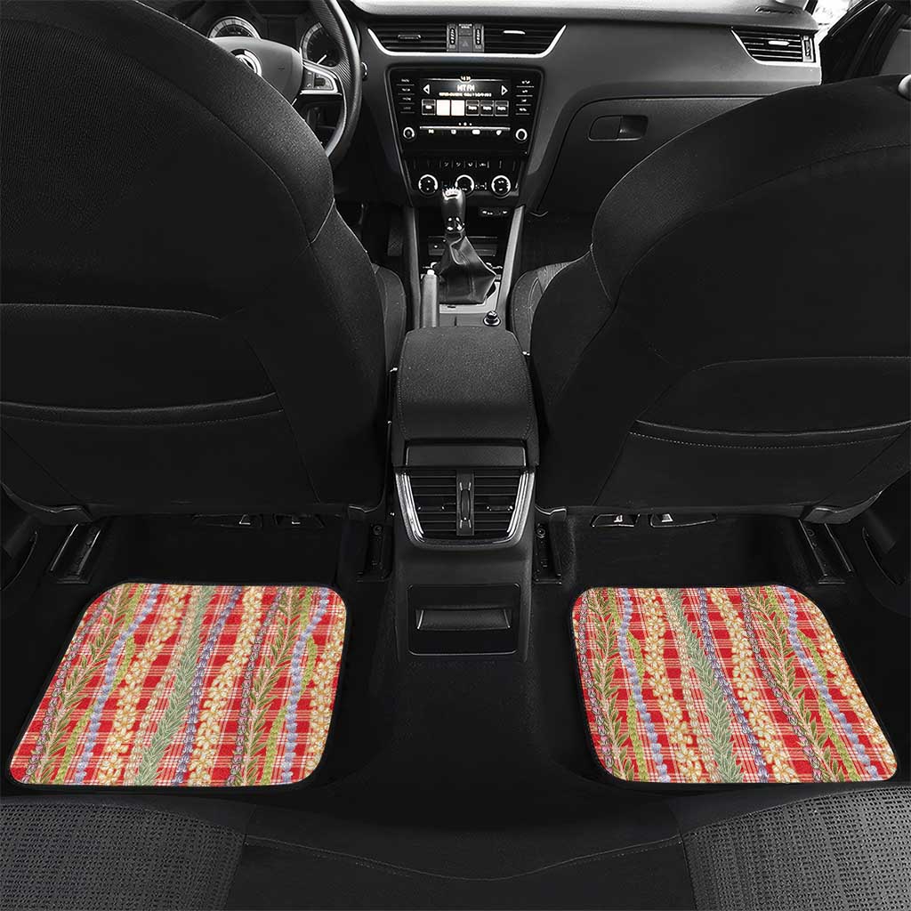 Red Palaka Hawaii Leis Car Mats Hawaiian-plaid Elegant Tropical Vibes - Polynesian Pride